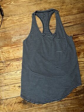lululemon athletica Black and White Striped Racerback Tank